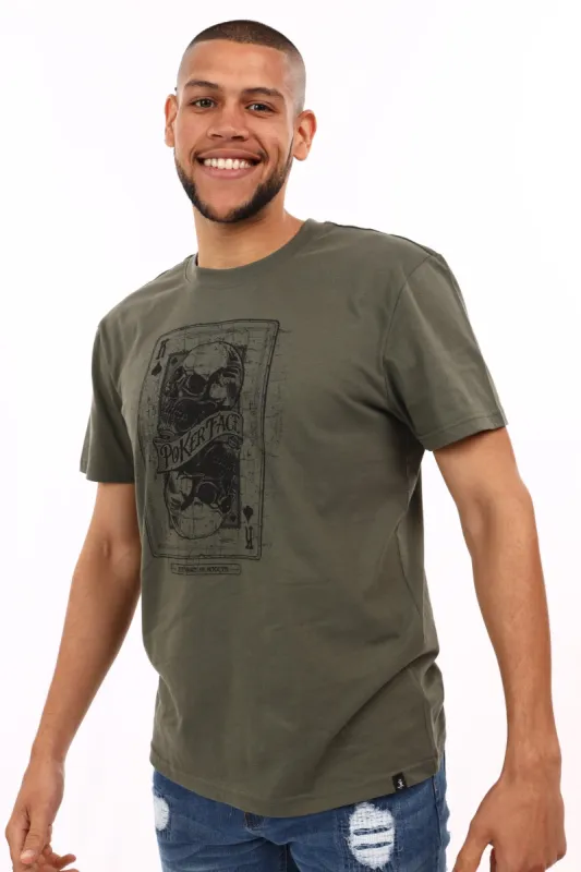 Men's Poker Skull Tee - Khaki made by Edgars