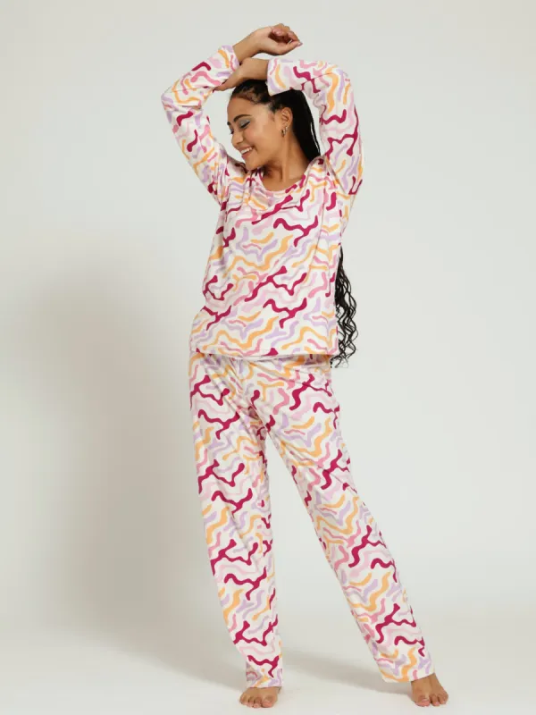 Long Sleeve Velour Jogger Pj set - White sold by Edgars