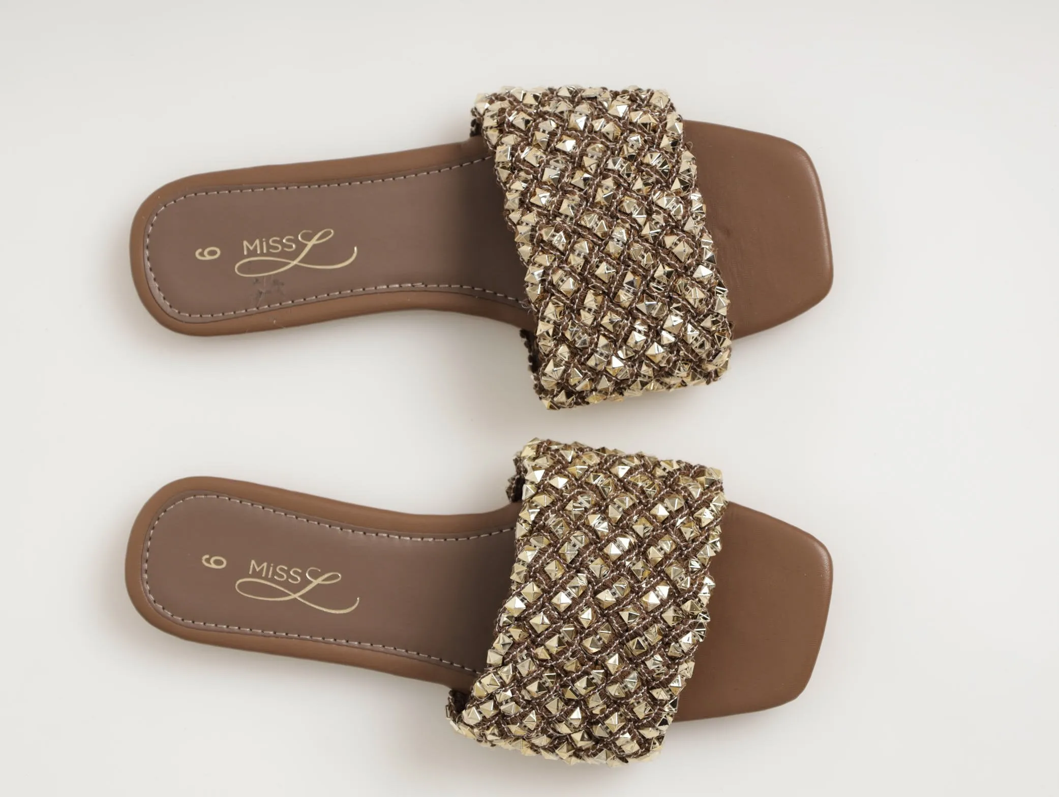 Ladies Studded Interweaved Mule - Bronze sold by Edgars
