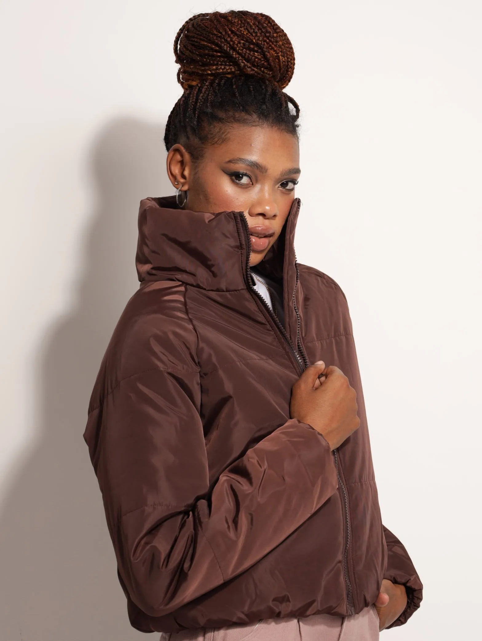 Ladies Hi-Neck Puffer Jacket - Brown sold by Edgars product image thumbnail 3