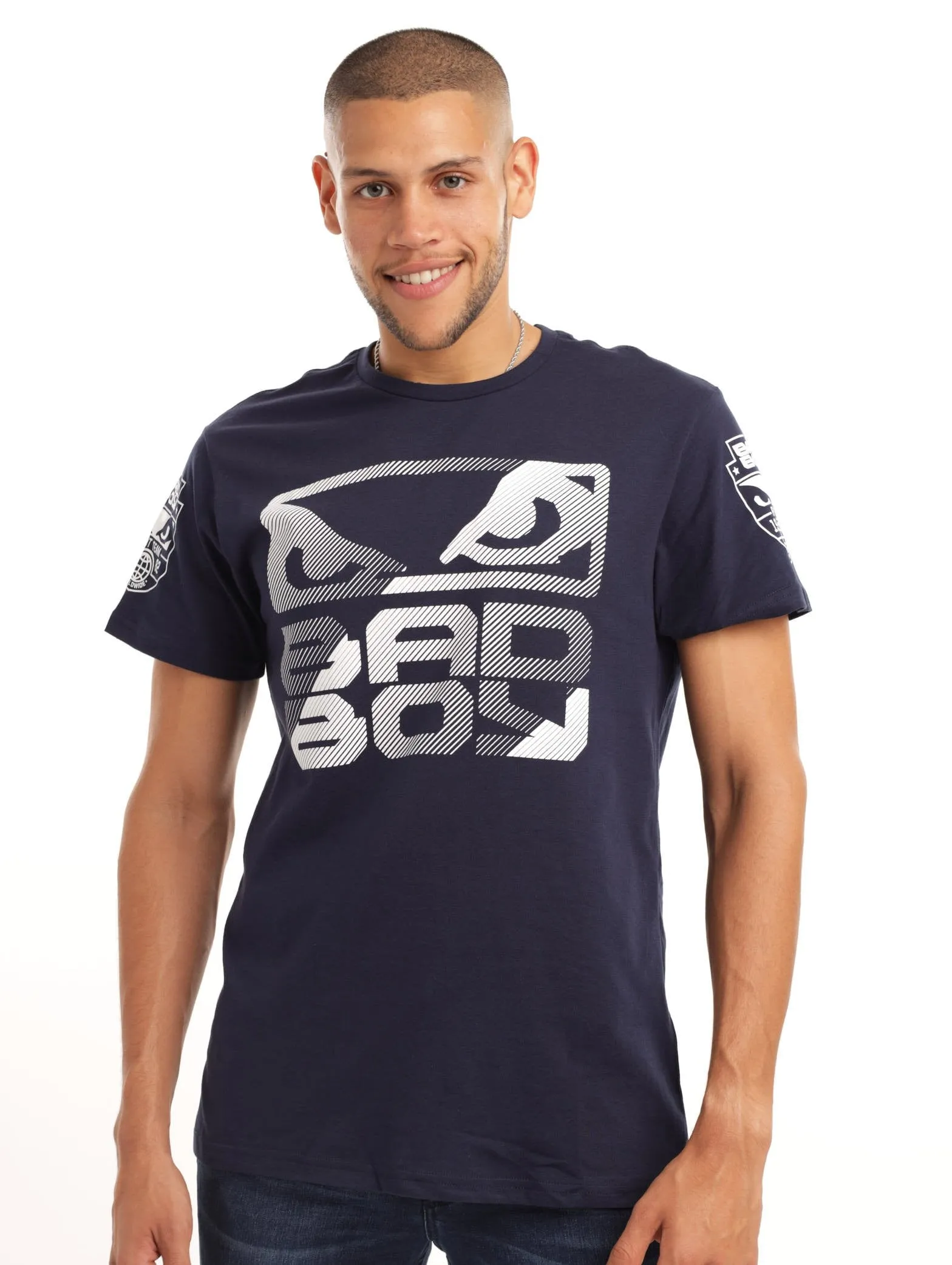 Men's Diagonal Crew Neck Tee- Navy sold by Edgars