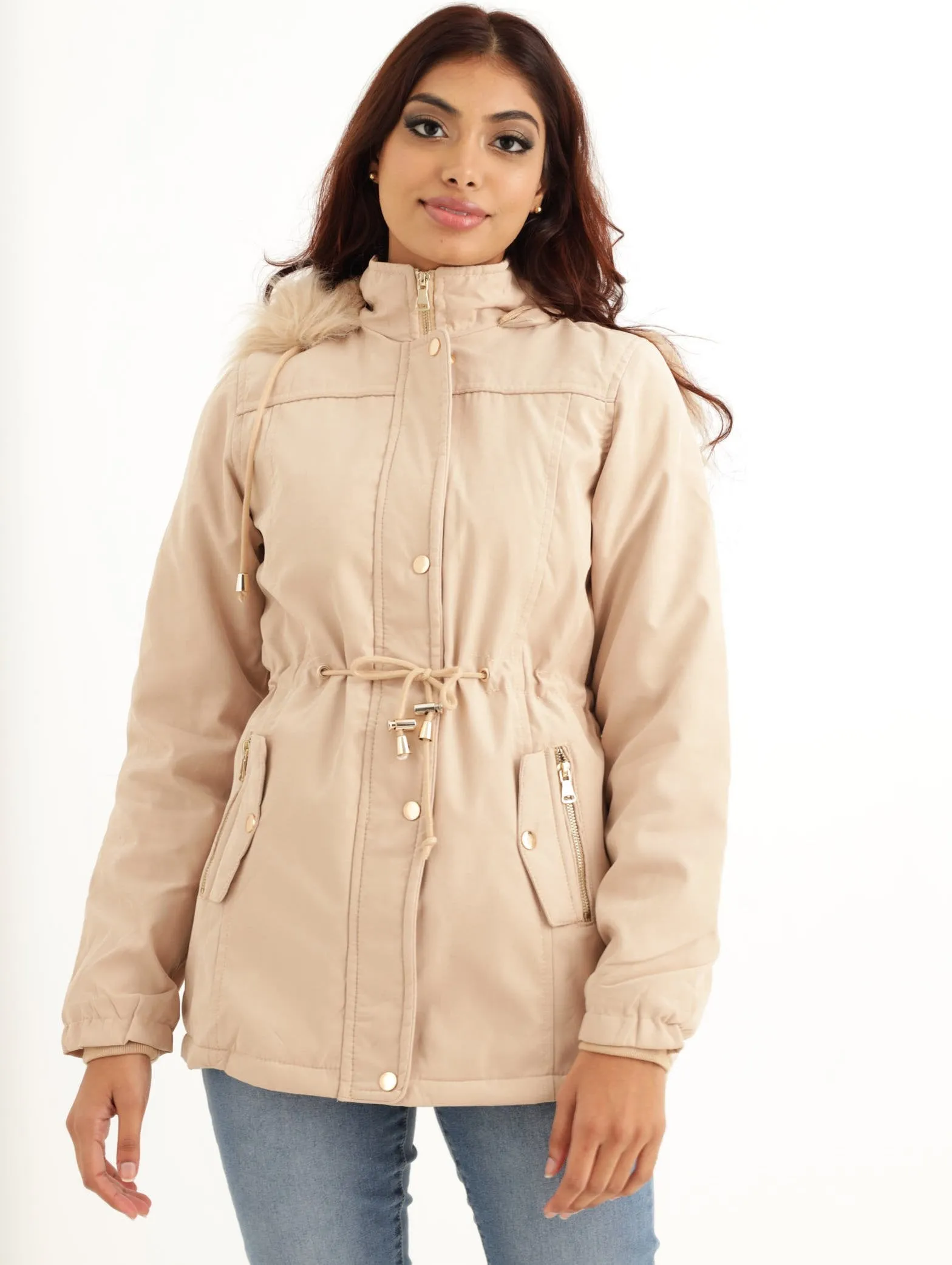Ladies Padded Parker Jacket - Stone sold by Edgars