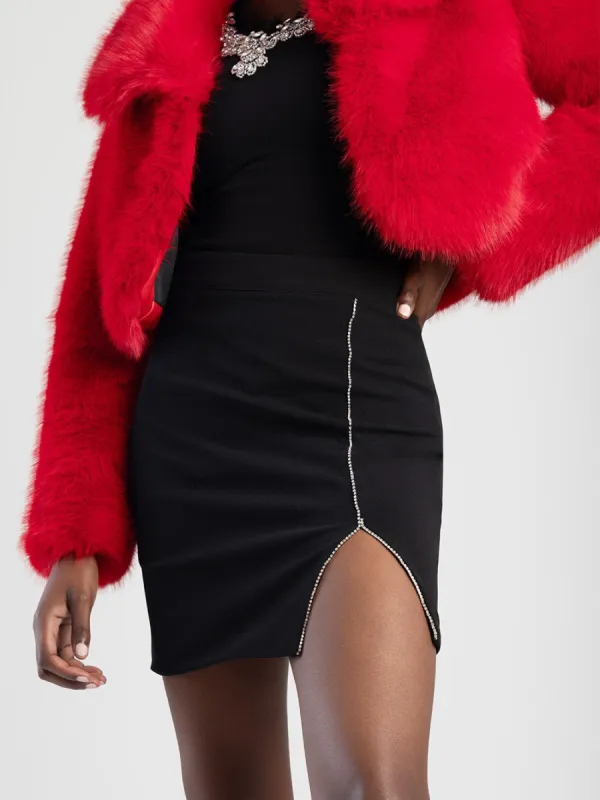 Basic Skirt With Bling Trim - Black sold by Edgars