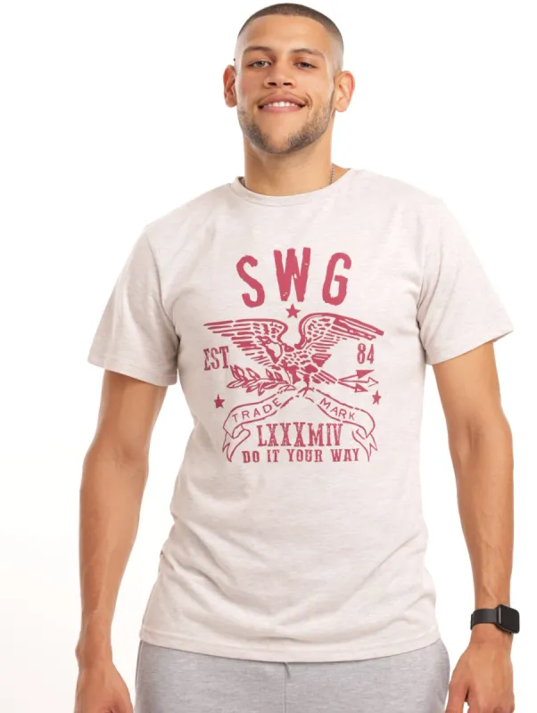 Short Sleeve Basic Print Tee - Oatmeal sold by Edgars