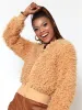Ladies Fluffy  Bomber Jacket - Stone sold by Edgars