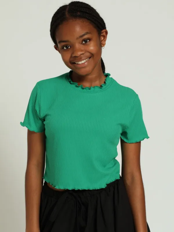 Girls Rib Basic Top - Green sold by Edgars