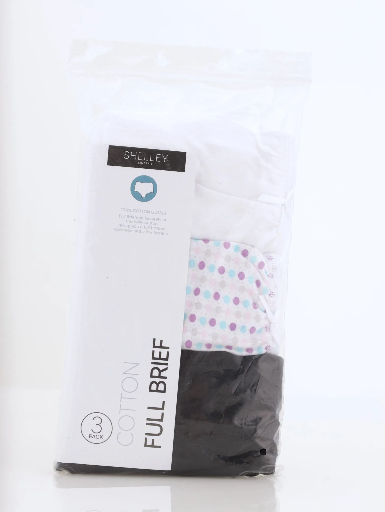 Ladies 3 Pack Cotton Brief Panty - White/Black sold by Edgars