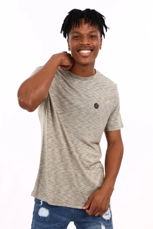 Men's Jaspe Raw Crew Slim Tee - Khaki sold by Edgars