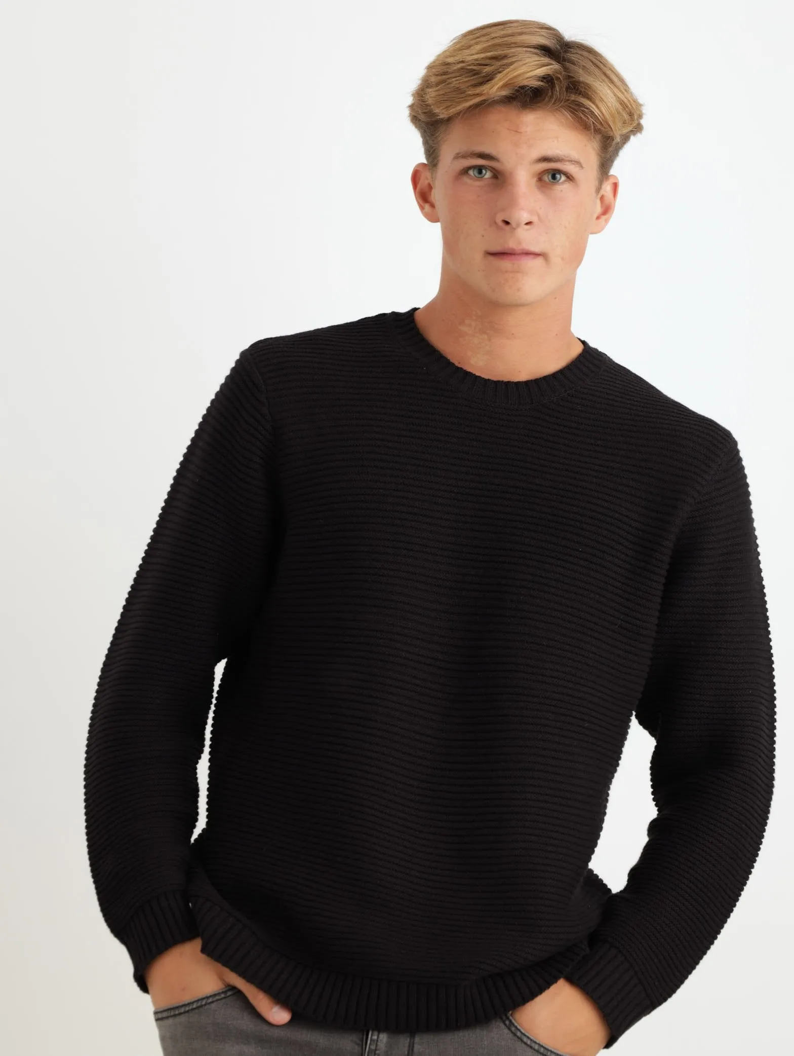 Men's Crew Knitwear - Black sold by Edgars