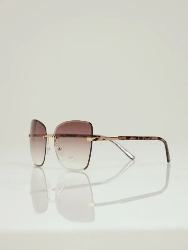 Frameless Square Gradient Temple Sunglasses - Rose Gold sold by Edgars