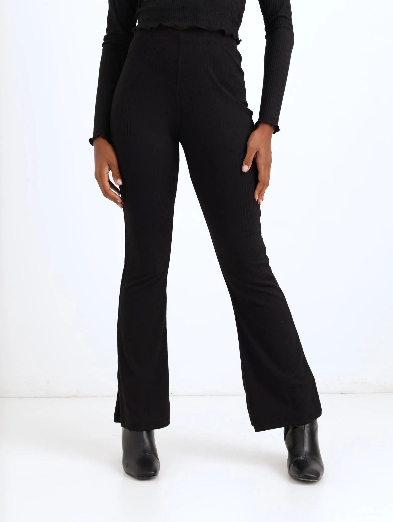 Ladies Rib Flare Legging - Black sold by Edgars