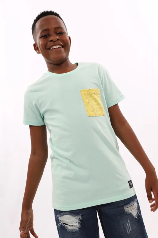 Boys Beveled Glass Dark T-Shirt - Seafoam made by Edgars
