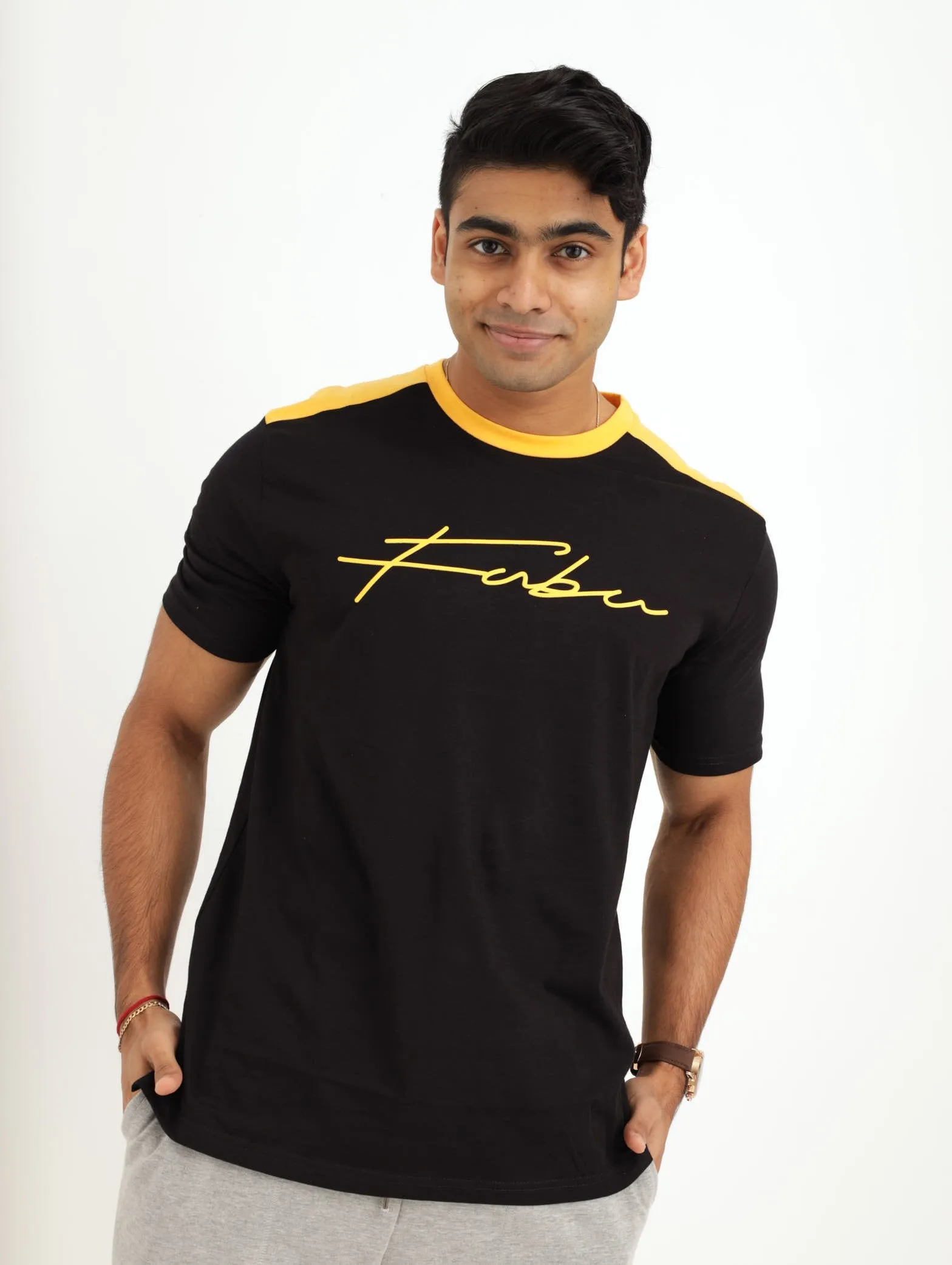 Men's Tulsa Cut n Sew Tee - Black/Yellow sold by Edgars
