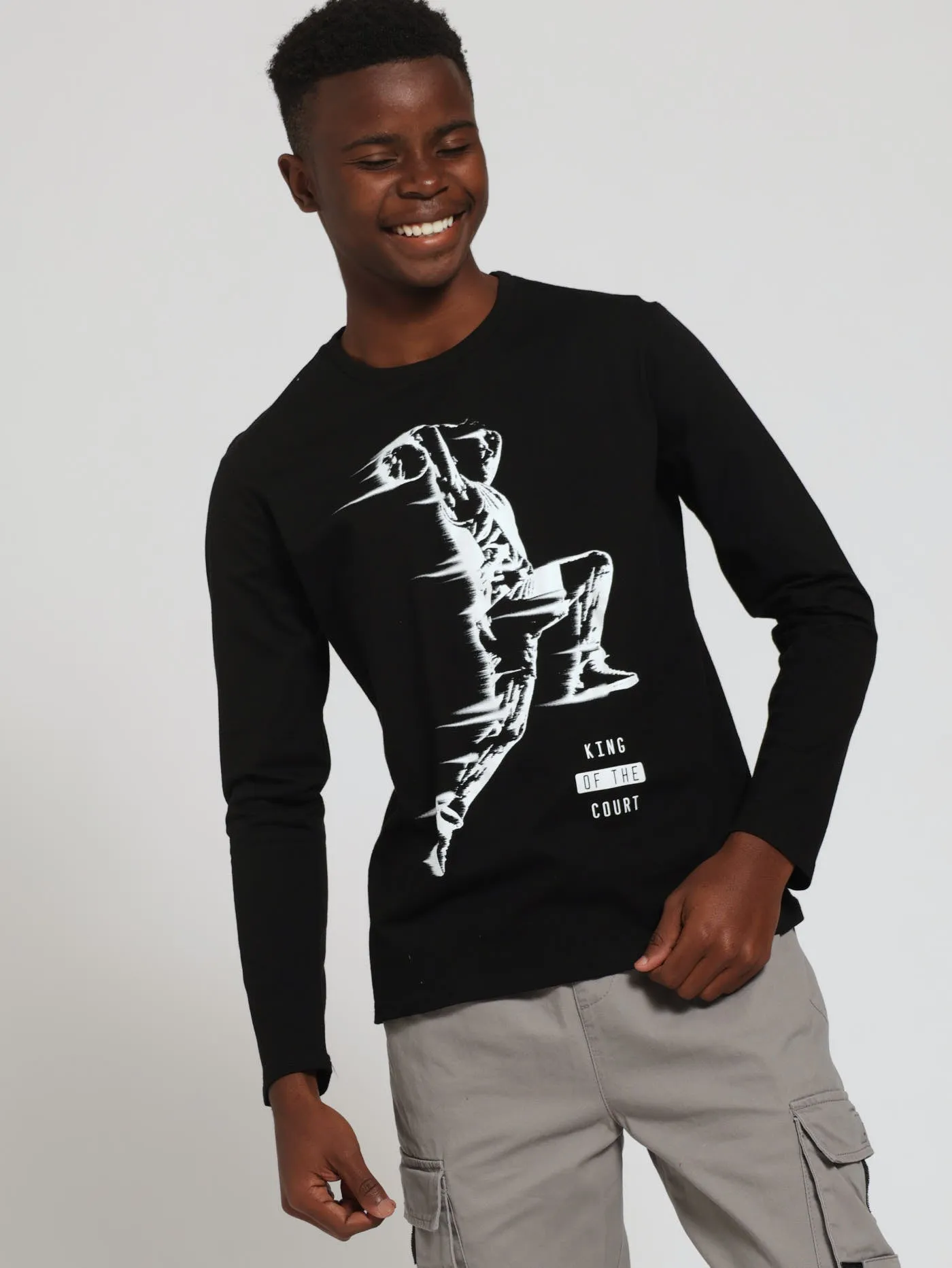 Boys Long Sleeve 2 Pack Basketball Tee - Black/Grey sold by Edgars product image thumbnail 2