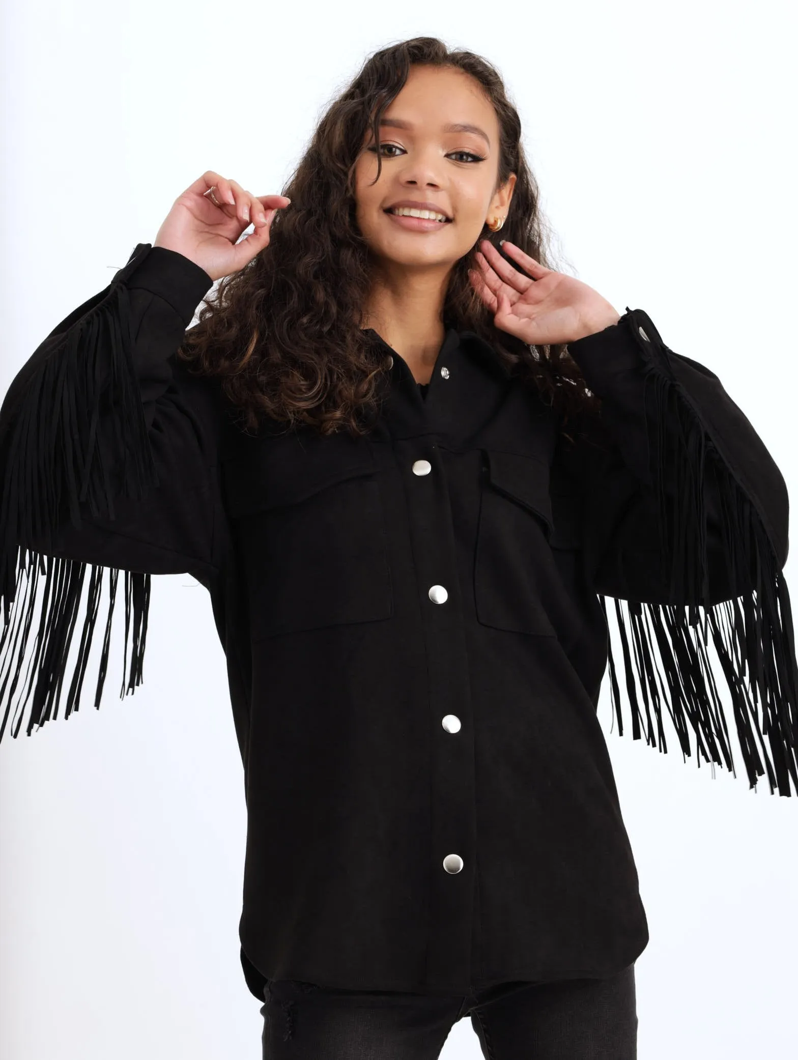 Ladies Suede Tassel Jacket - Black sold by Edgars