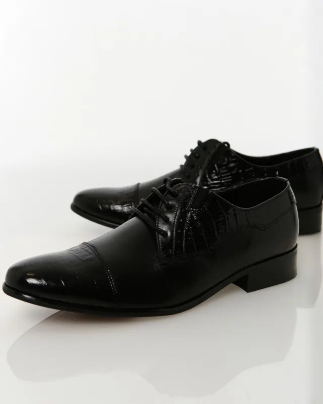 Men's Printed Derby Toecap Shoe - Black sold by Edgars