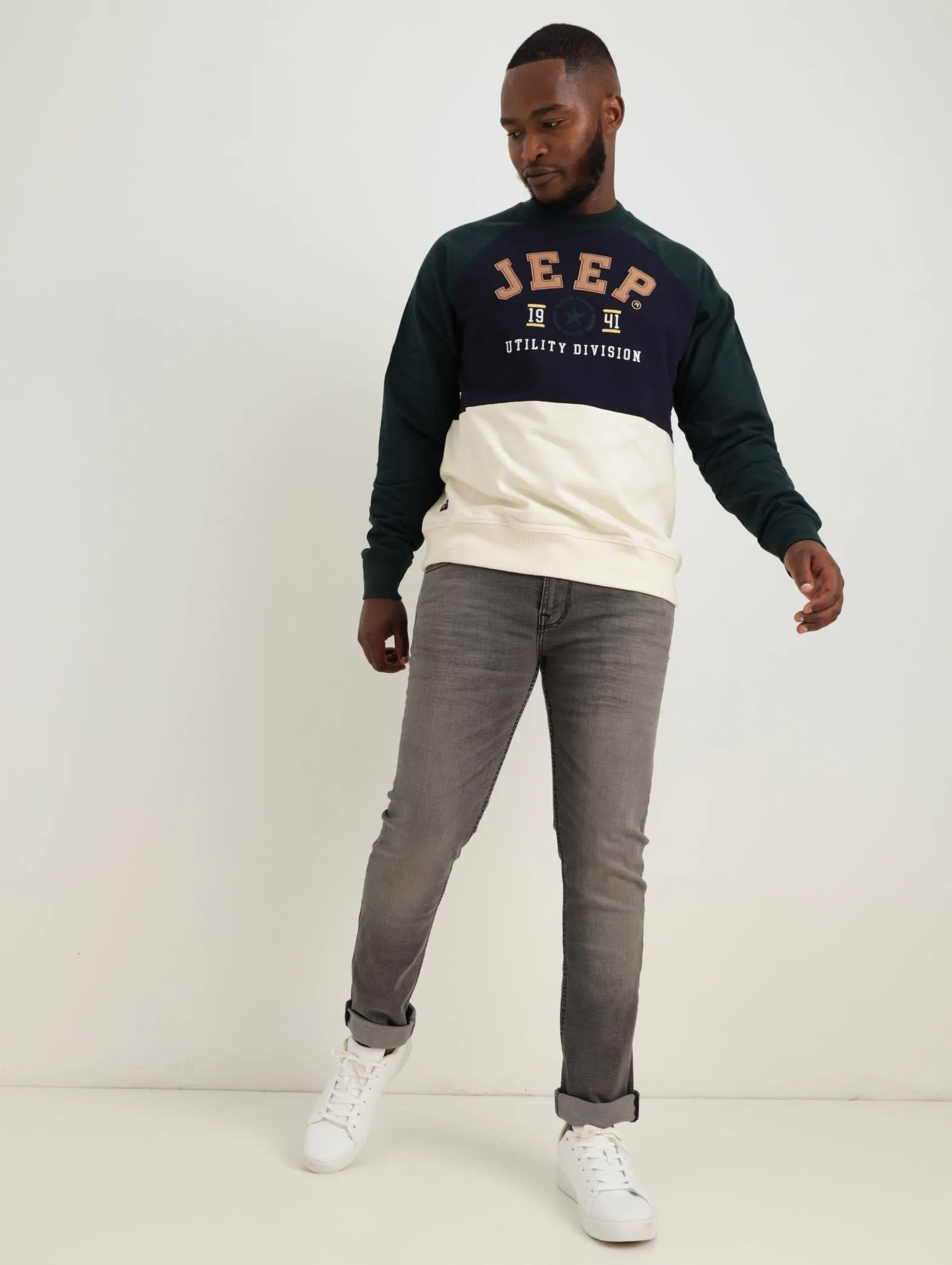 Men's Colourblock Crew Sweat - Navy sold by Edgars
