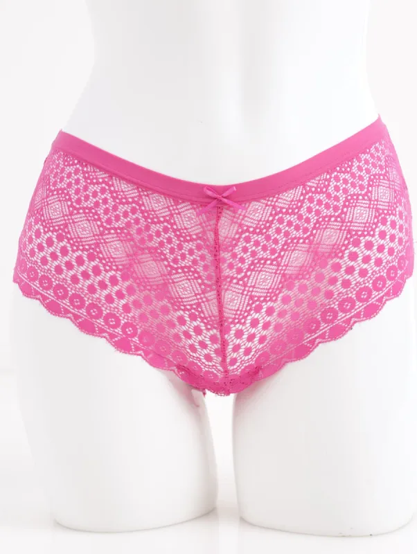 Ladies Lace Boyleg Panty - Berry sold by Edgars