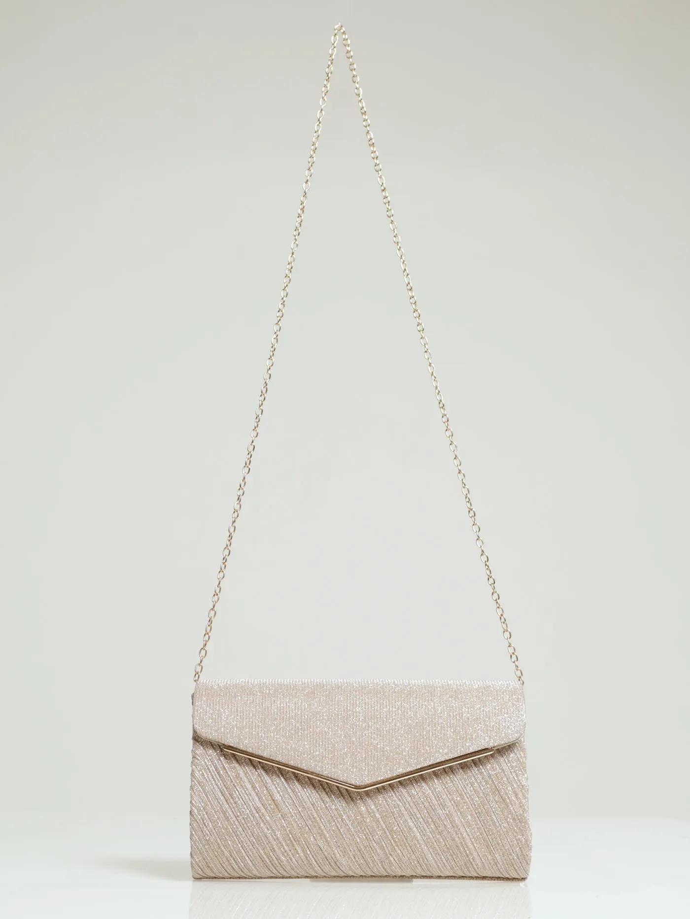 Shimmer Envelope Clutch - Rose Gold sold by Edgars