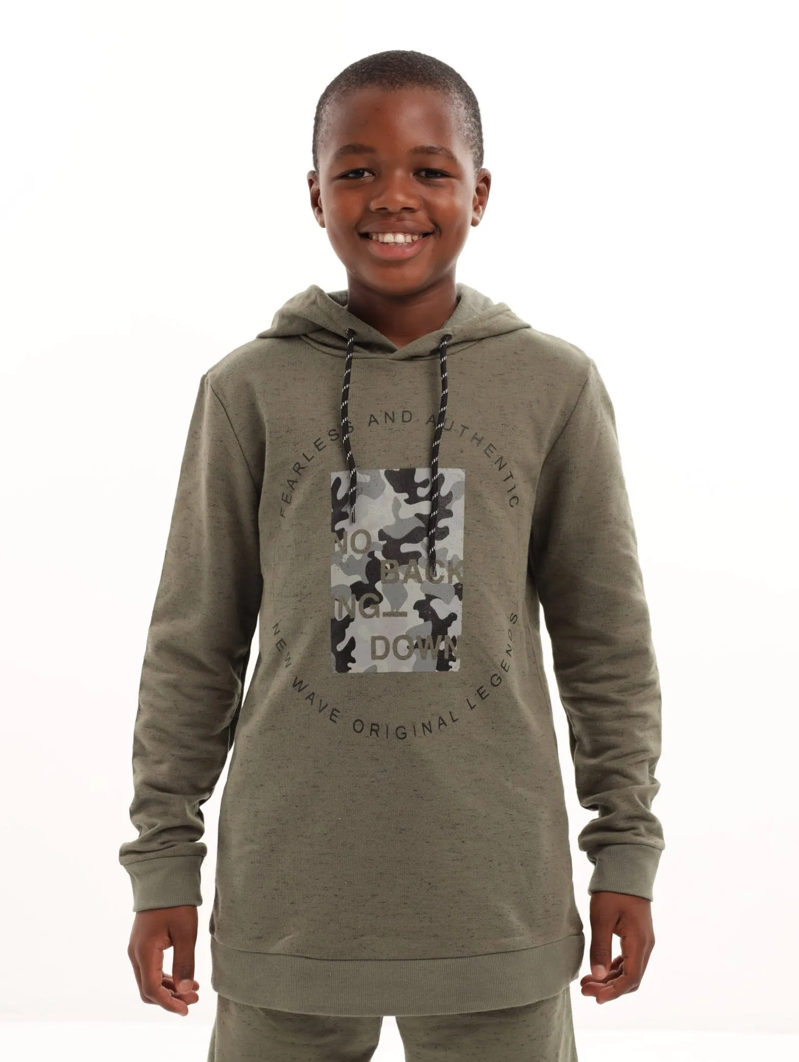 Boys No Backing Down Hoody - Olive sold by Edgars