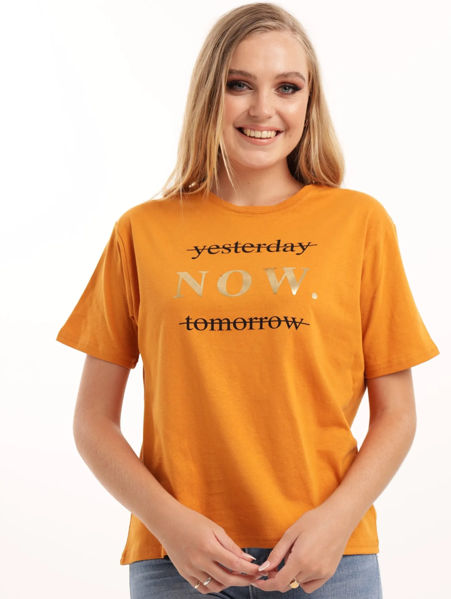 Ladies Boxy Now Tee - Mustard sold by Edgars