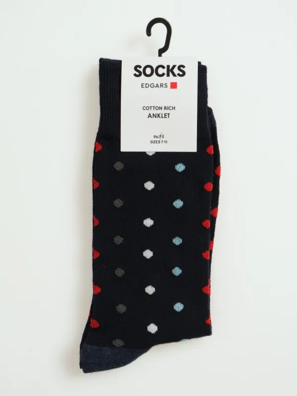 1 Pack Single Dots Anklet Socks - Navy/Indigo sold by Edgars 