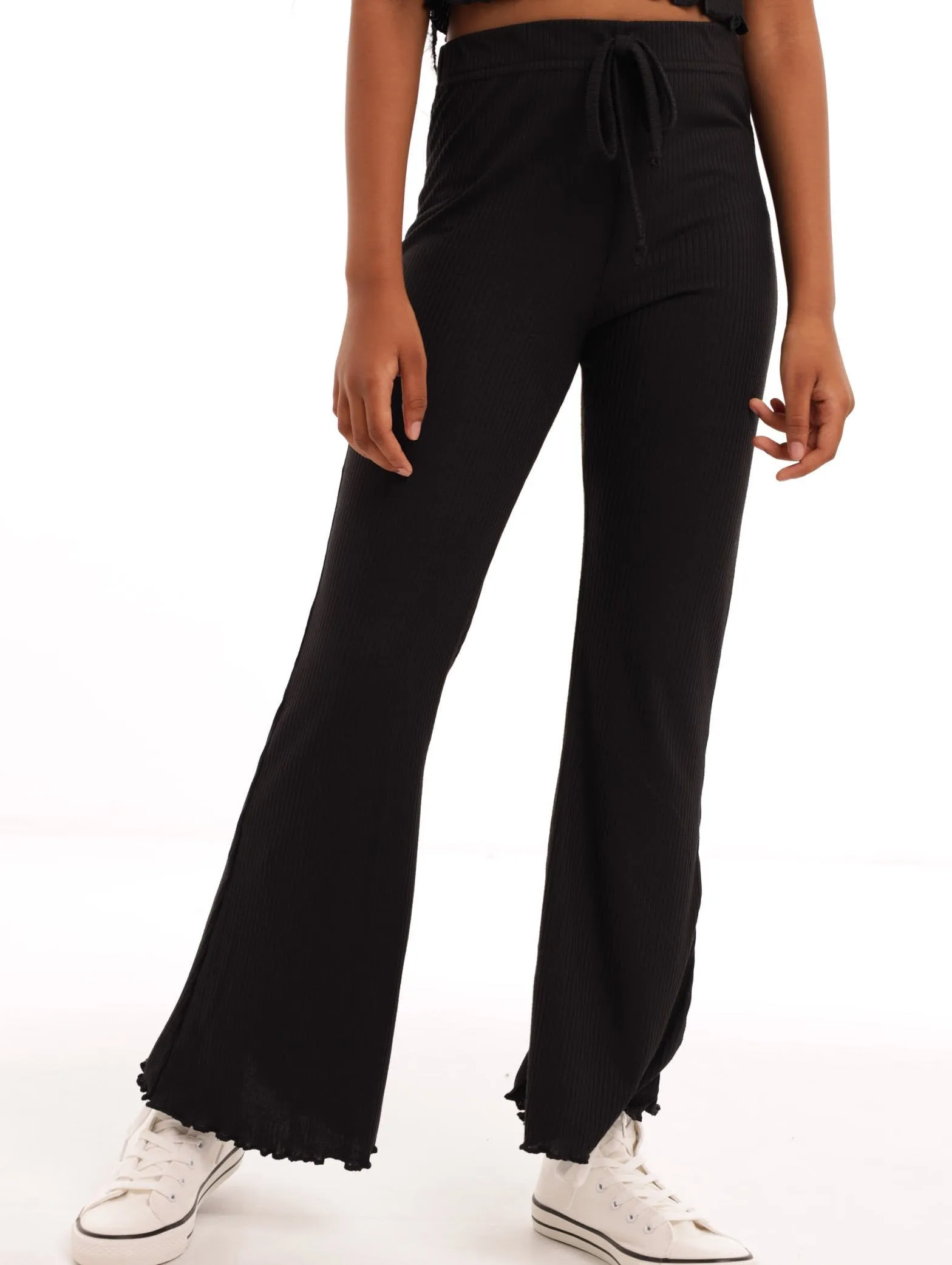 Girls Flare Ribbed Pant - Black sold by Edgars