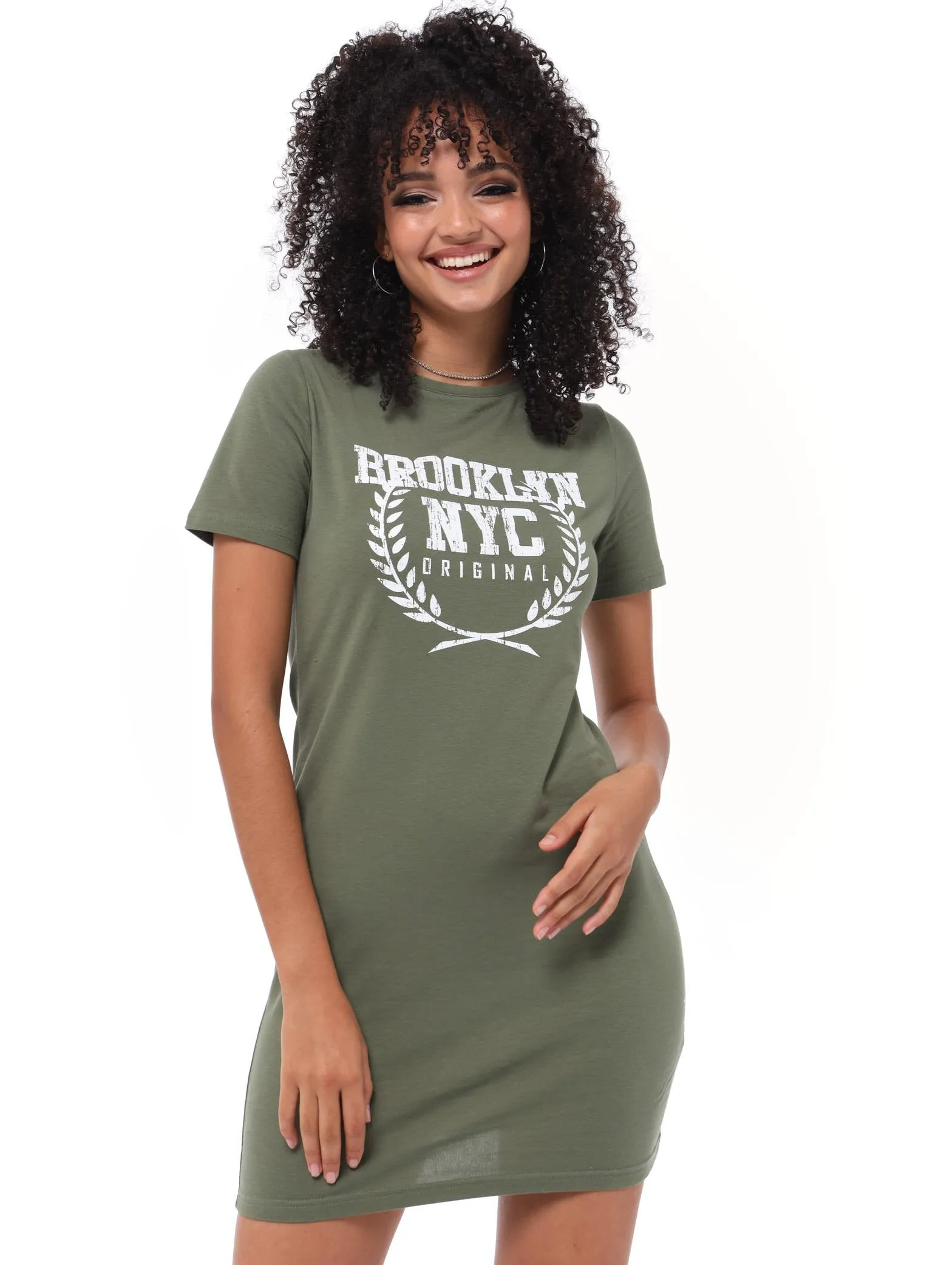 Ladies Brooklyn T-Shirt Dress - Khaki sold by Edgars