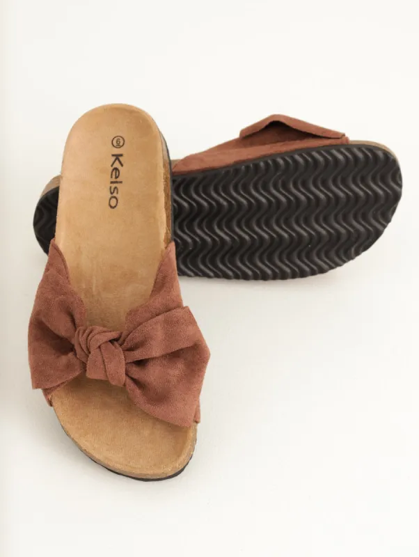 Ladies Big Bow Sandal - Chocolate sold by Edgars