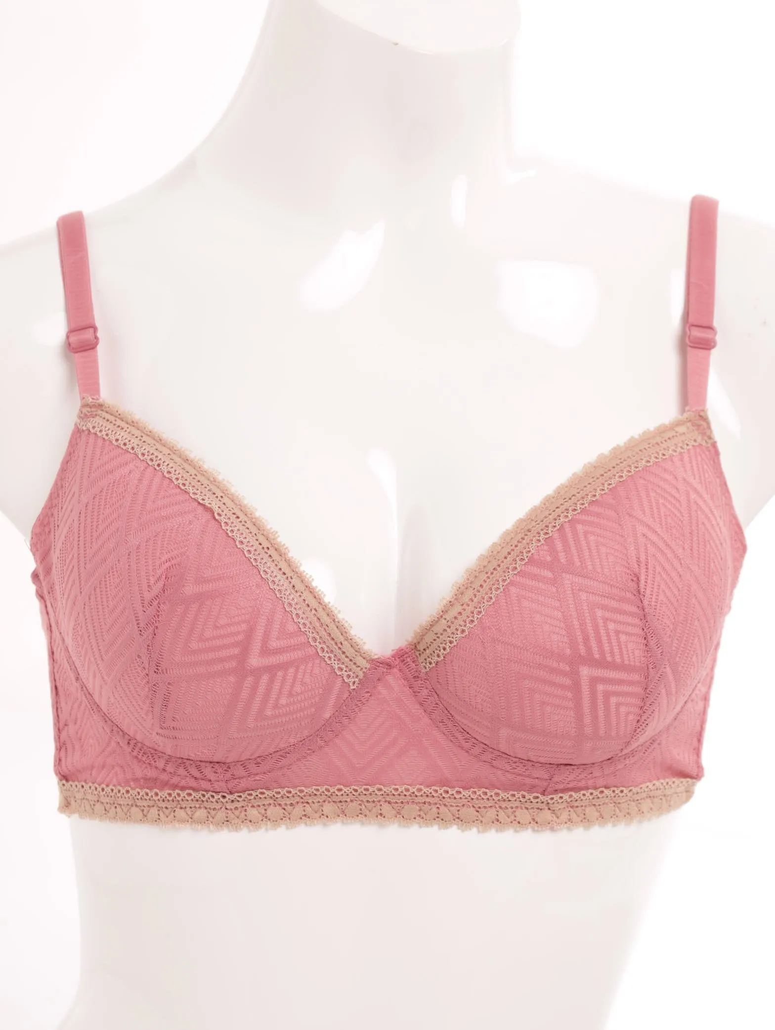 Ladies Lace Contrast Bra - Pink sold by Edgars