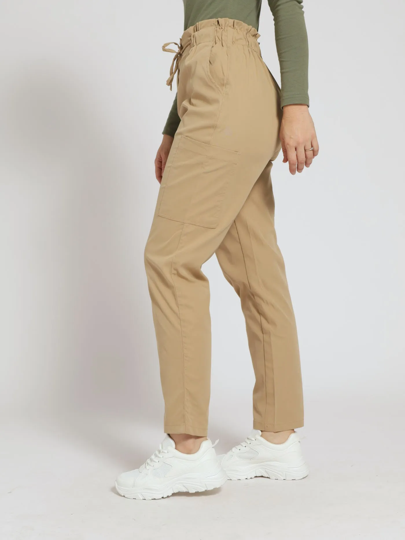 Twill Utility Paperbag Tapered Leg Pants - Mid Beige sold by Edgars product image thumbnail 2