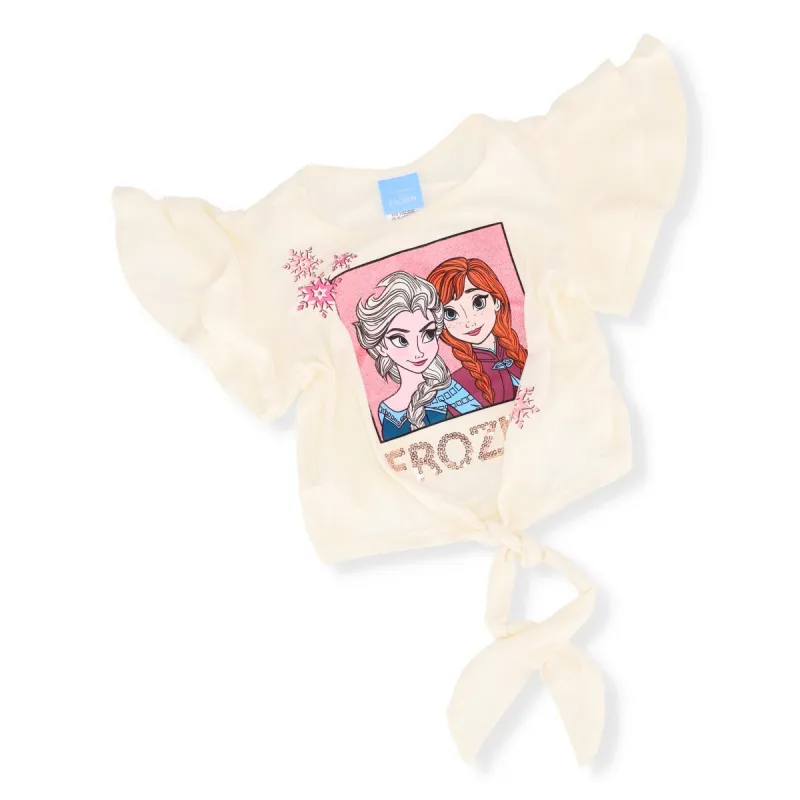 Pre-Girls Frozen Poplin Sleeve Top - White sold by Edgars