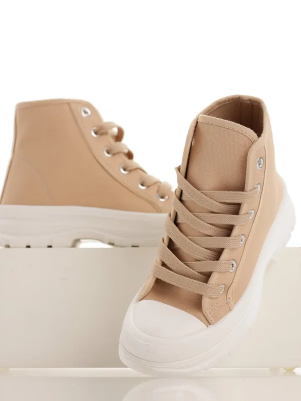 Girls Hi-Top Sneaker - Nude sold by Edgars