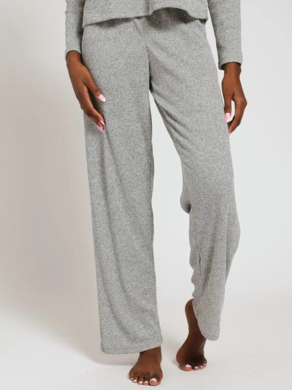 Straight Leg Rib Knit Pj Pants - Grey Melange sold by Edgars