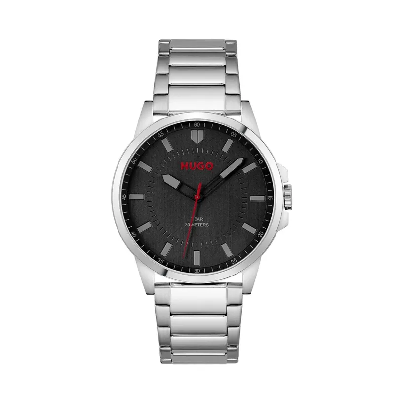 #First 43Mm Watch Stainless Steel Case And Black Dial With Stainless Steel Bracelet sold by Edgars