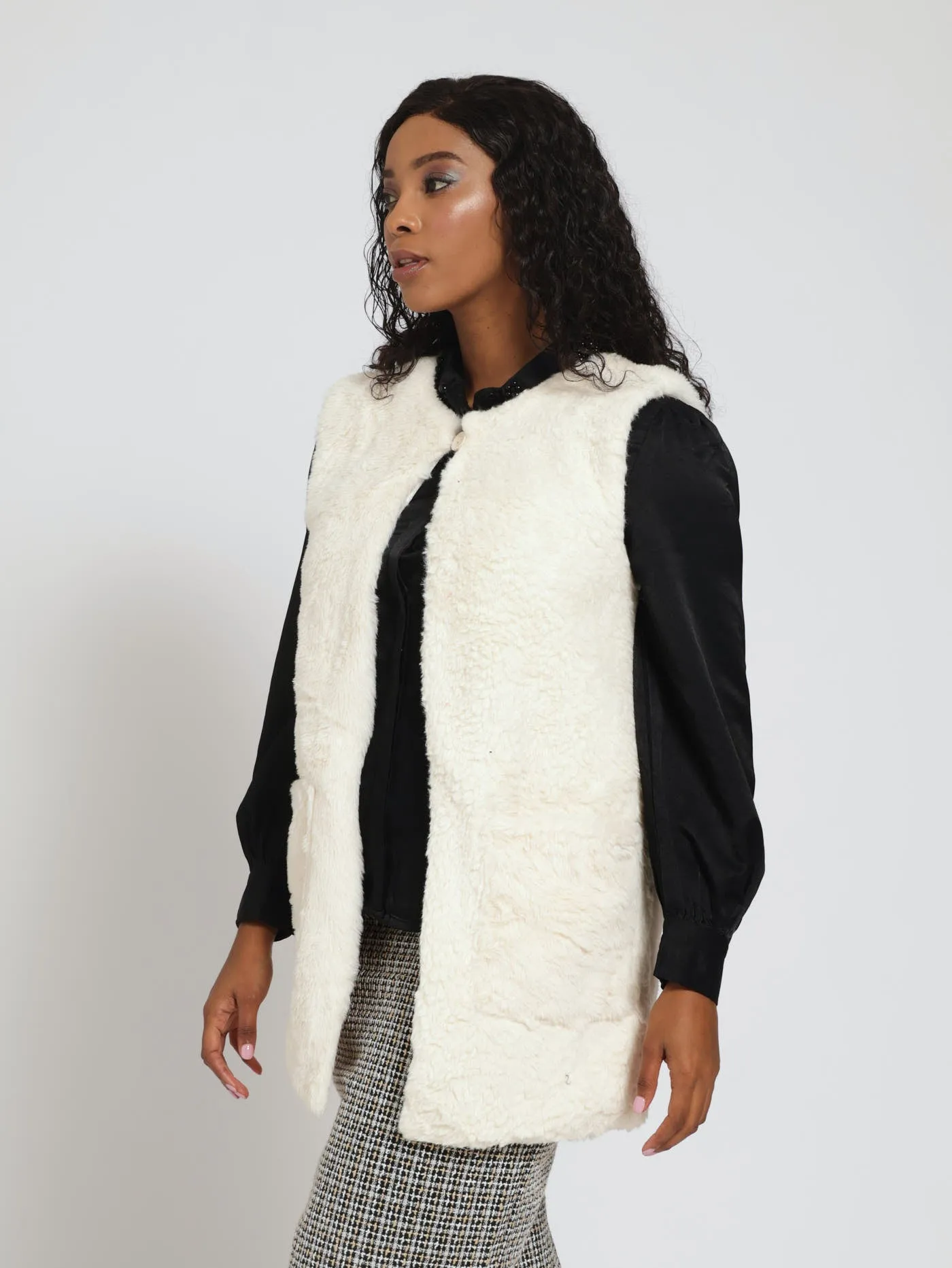 Fur Gilet Jacket With Patch Pockets - Vanilla sold by Edgars product image thumbnail 2