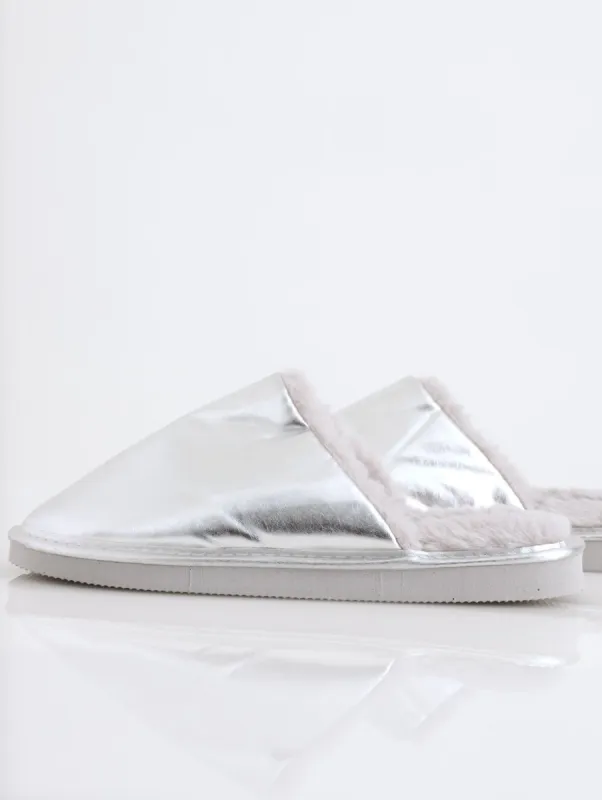 Ladies Metallic Closed Toe Slipper - Silver sold by Edgars