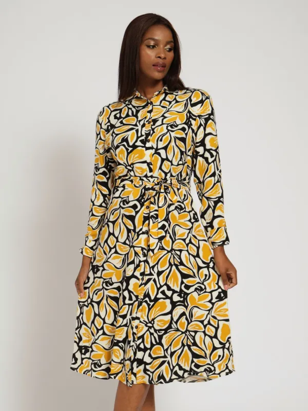 Long Sleeve Midi Belted Shirt Dress sold by Edgars