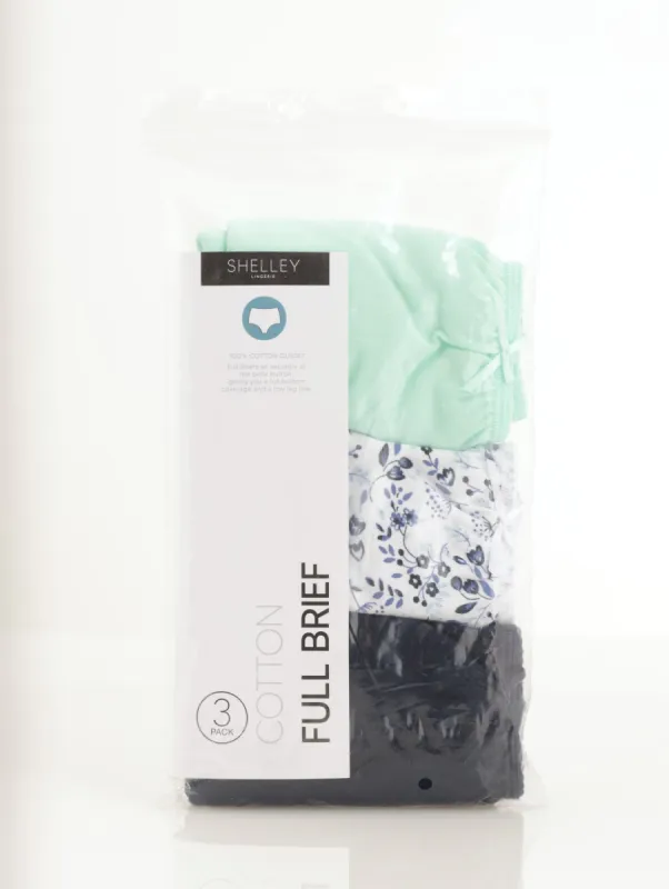 Ladies 3 Pack Cotton Brief Panty - Blue sold by Edgars