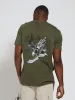 San Beneto Eagle Front & Back Print Tee - Light Fatigue sold by Edgars