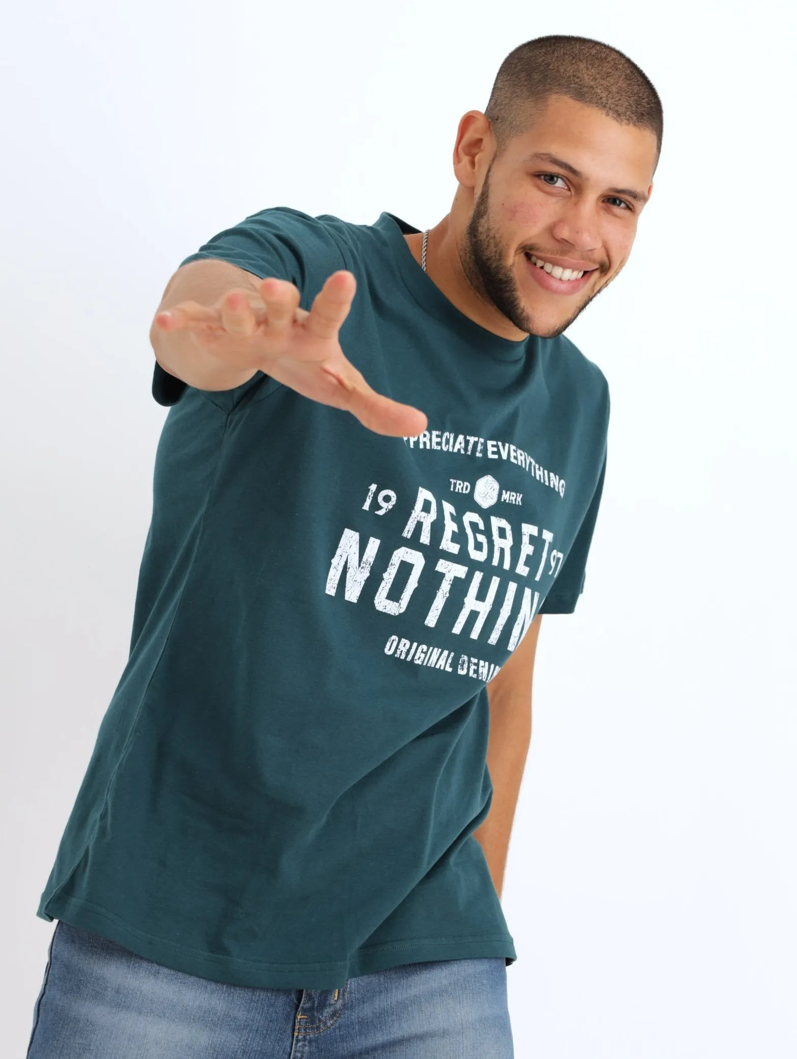 Men's Regret Nothing Icon Tee - Teal sold by Edgars