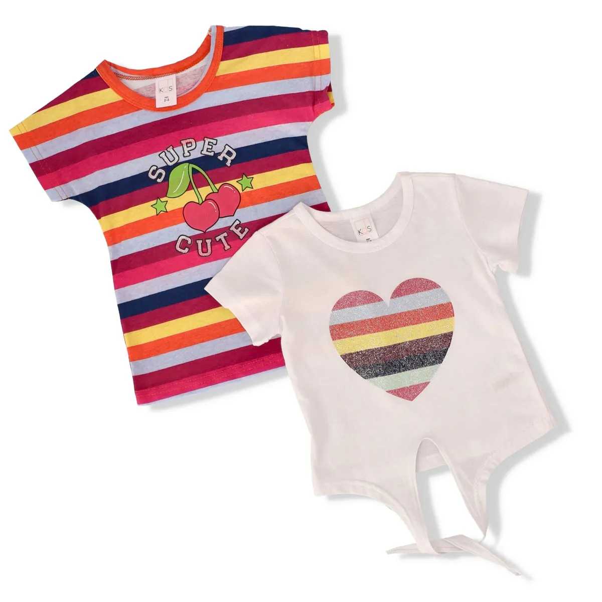 Pre-Girls 2 Pack Striped Tee's - Pink sold by Edgars