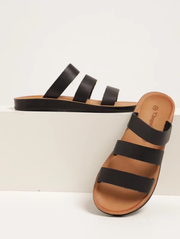 Ladies Kerryn Leather 3 Strap Sandal - Black sold by Edgars