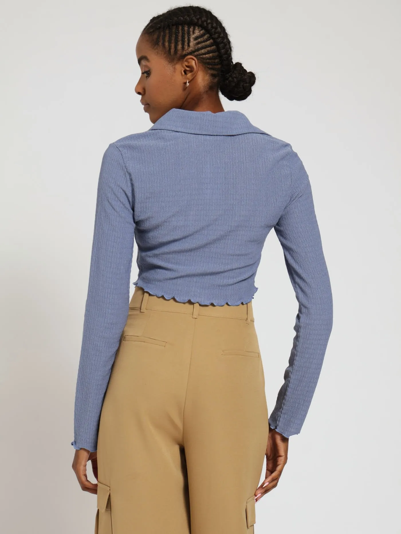 Long Sleeve Crinkle Collar Top - Airforce sold by Edgars product image thumbnail 3