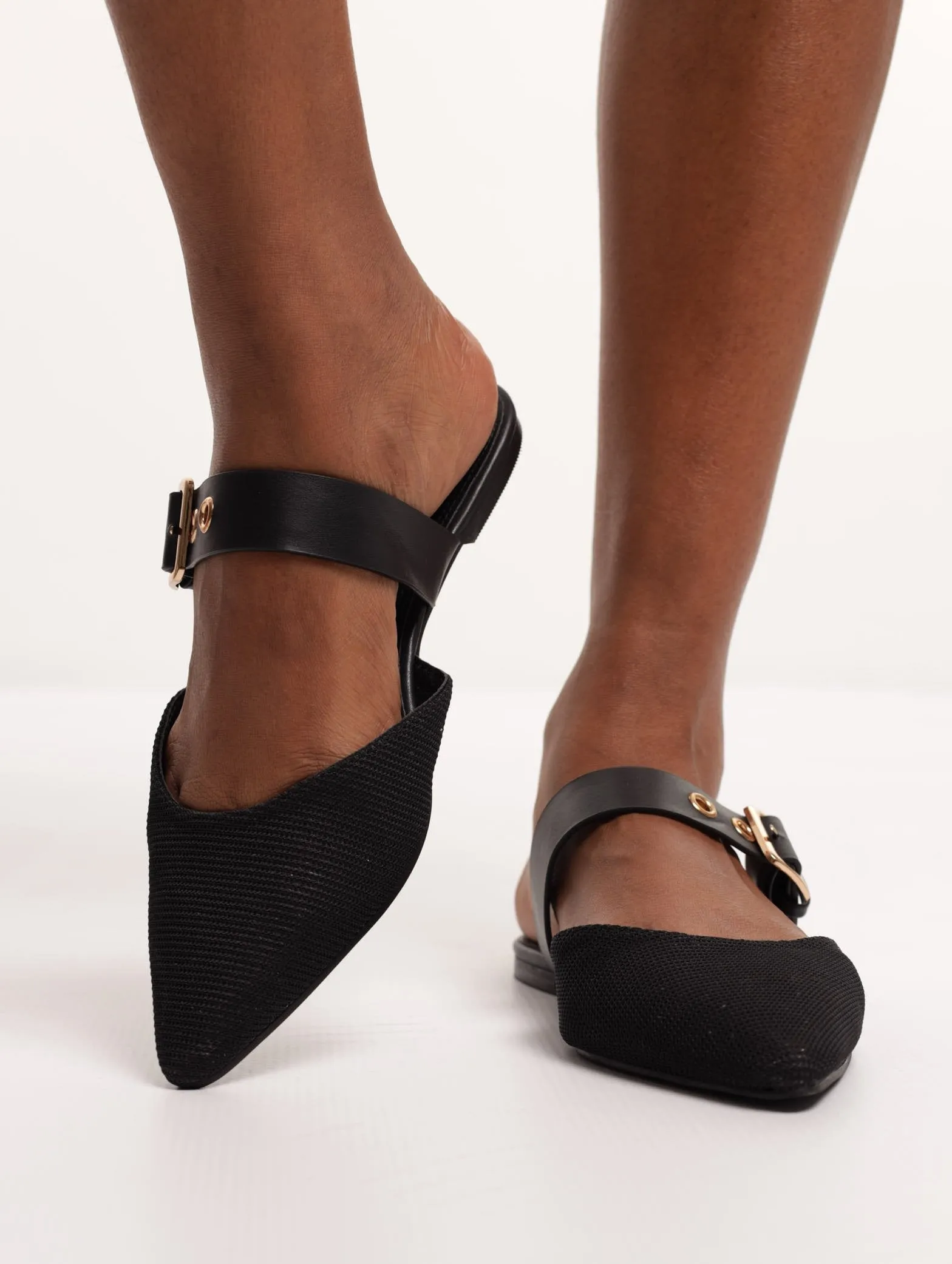 Ladies Push-In Pointed Flat Shoe - Black sold by Edgars
