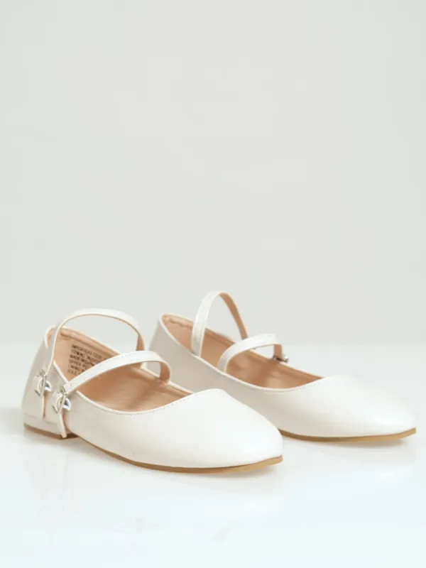 Girls Patent Heel Pump - Off White sold by Edgars