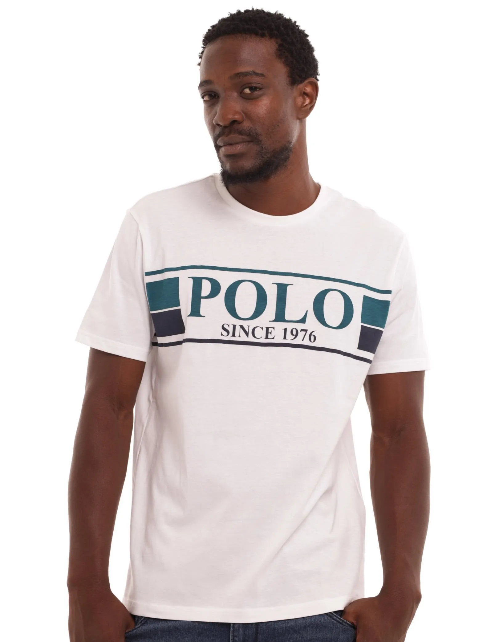 Men's Chest Stripe Tee - White sold by Edgars
