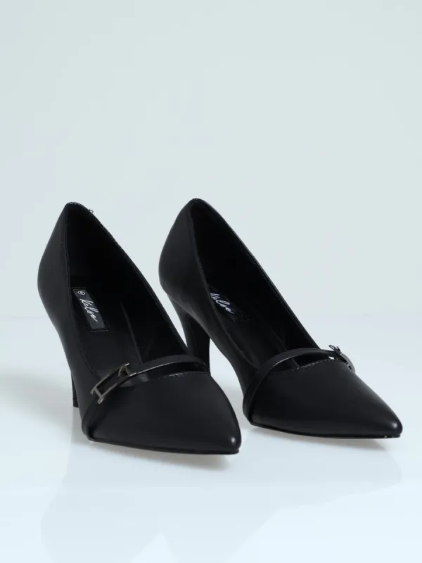 Strap Buckle Court Heel - Black sold by Edgars