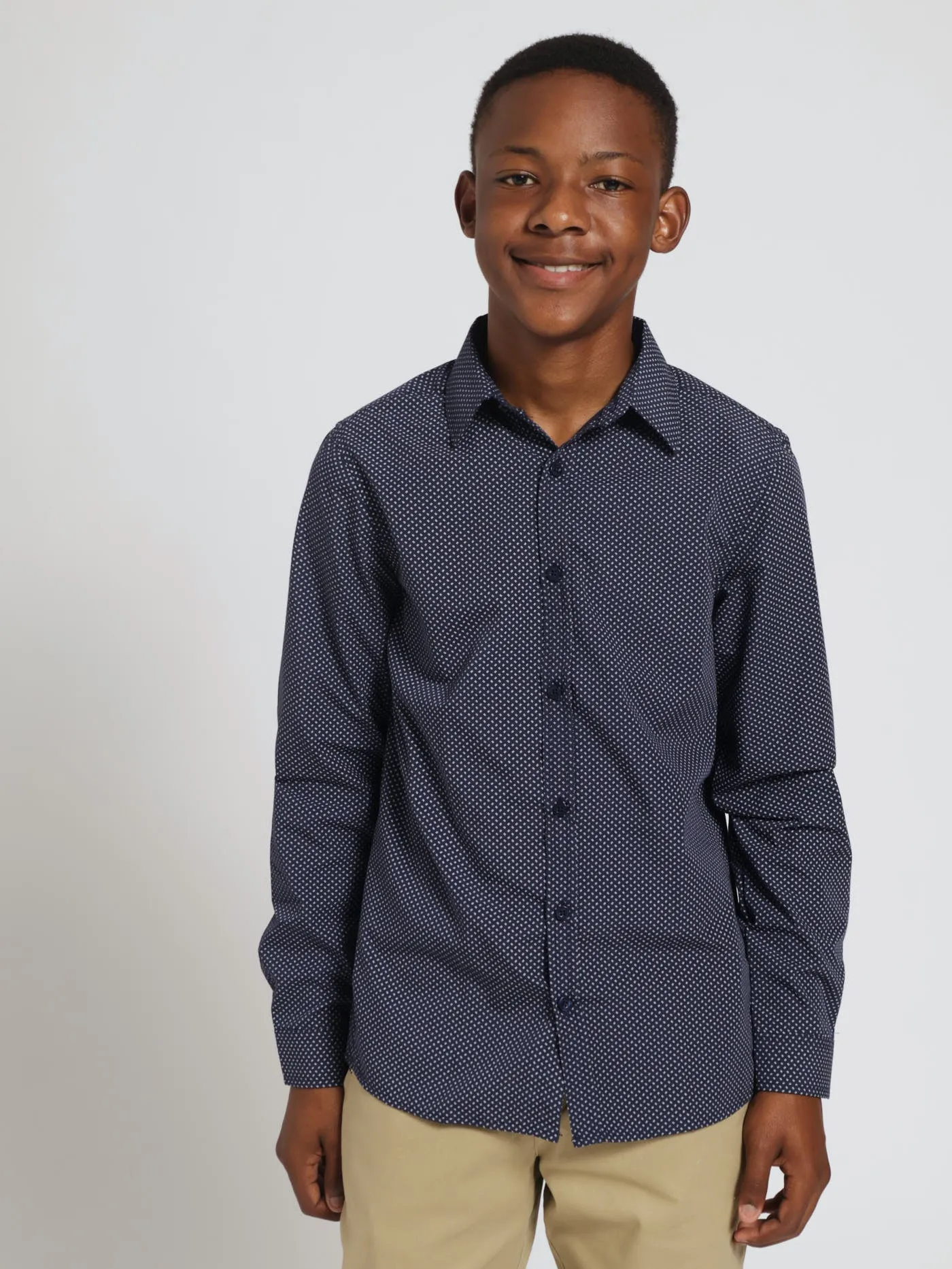Boys Ditsy Print Shirt - Navy sold by Edgars