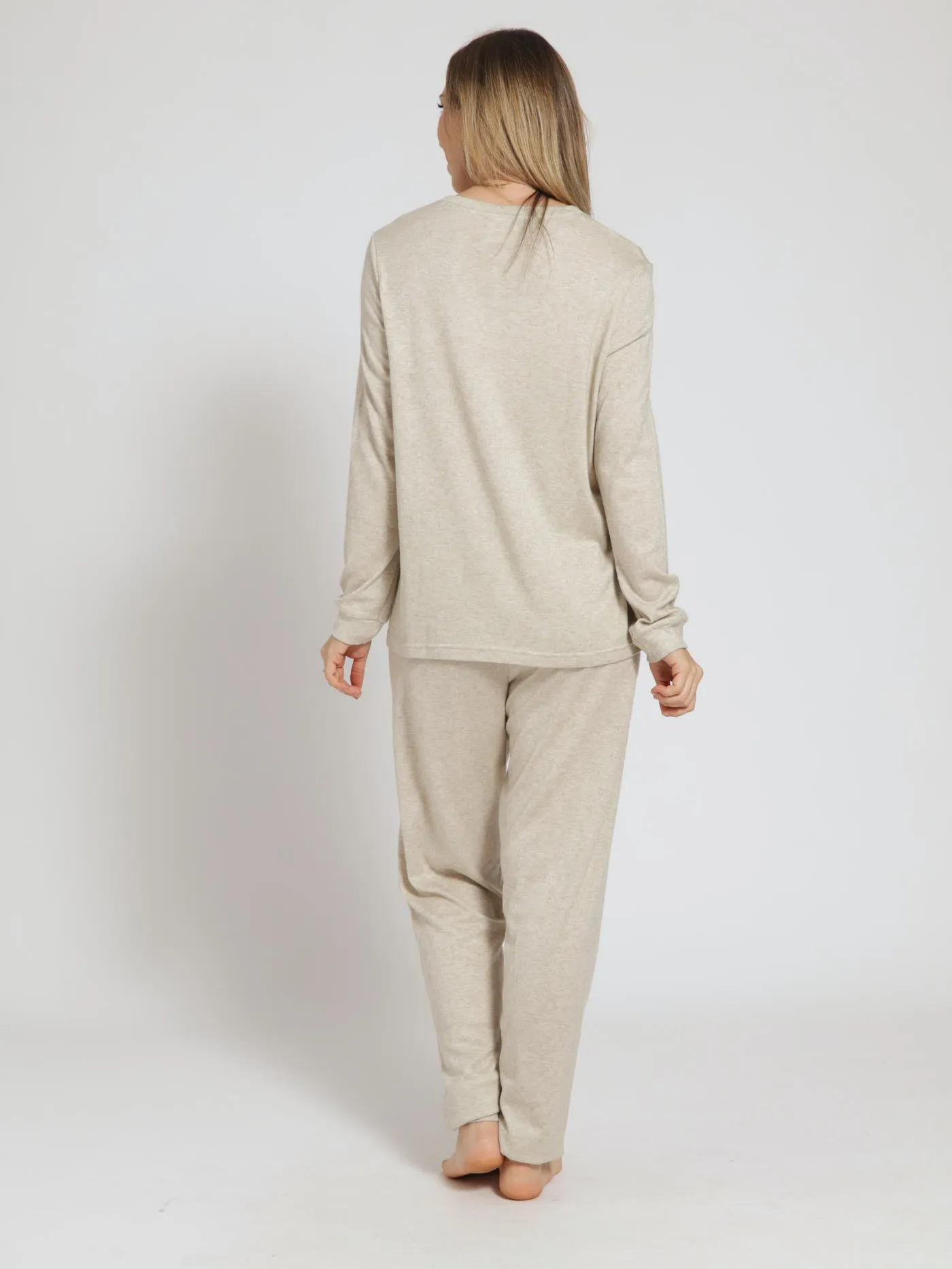Long Sleeve Textured Knit Jogger Sleep Set - Oatmeal sold by Edgars product image thumbnail 3